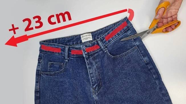+ 23 cm in the waist! Great trick to make the waistline bigger on jeans