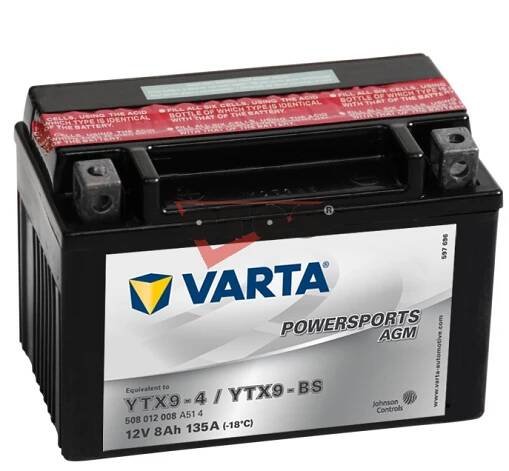 Motobaterie VARTA POWERSPORTS AGM 12V 8Ah YTX9-BS, 508012 | Otos.cz