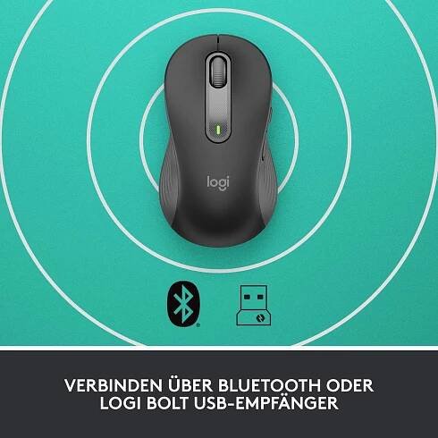 Logitech Signature M650 L left optická myš, přenos bezdrátový, Bluetooth®, 5 tlačítko, 4000 dpi, grafitová