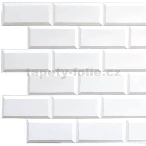 Obkladové panely 3D PVC rozměr 966 x 484 mm obklad bílý matný | tapety-folie.cz