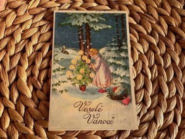 Stará pohlednice - Veselé vánoce  - Pohlednice