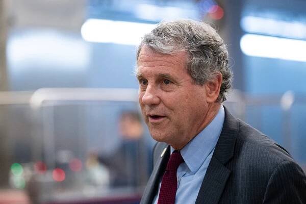 UNITED STATES - JULY 31: Sen. Sherrod Brown, D-Ohio,  arrives in the Capitol for a vote on Wednesday, July 31, 2024. (Bill Clark/CQ-Roll Call, Inc via Getty Images)