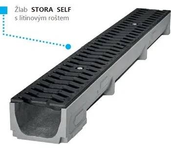Odvodňovací žlab D100 H100 z polymerbetonu s litinovou mřížkou, dl.0,5m, pojezdový B125