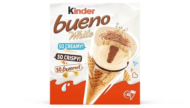 kinder Bueno White kornout Multipack mraž. 4 x 90 ml - Kornouty, Impulsní zmrzliny, Zmrzliny, Zmrzliny, led, Mražené