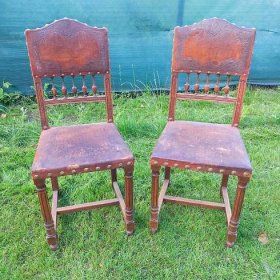 staré židle kožené sezení  - Starožitnosti