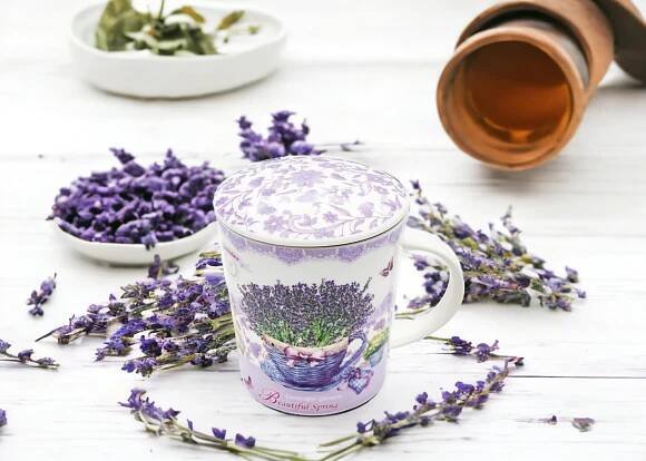 Hrnek se sítkem a víčkem na bylinkový čaj levandule porcelán 320 ml Značka Bella Fiore