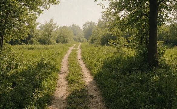 A forked path in nature, symbolizing life's choices and possibilities
