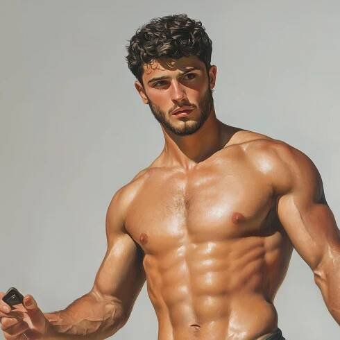 Modern Hercules -- male art poste - Gay Wall Art Male Nude Drawing - Hot Men Muscle Art Print - Masculine Figure Illustration