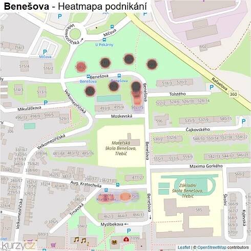 Mapa Benešova - Firmy v ulici.