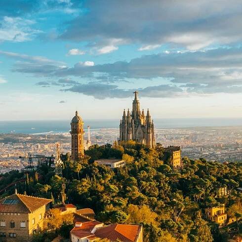 Temple of the Sacred Heart of Jesus at Mount Tibidabo, Barcelona, Spain.
