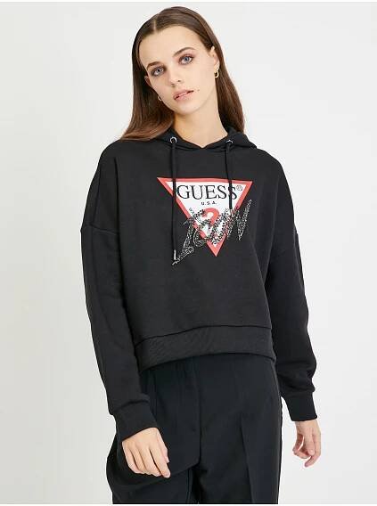 Černá dámská oversize mikina s kapucí Guess