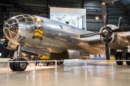 DAYTON, Ohio -- The Boeing B-29 Superfortress on display in the  World War II Gallery at the National Museum of the United States Air Force. (U.S. Air Force photo by Ken LaRock)