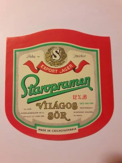 Pivní etiketa Staropramen Pivovar Smíchov