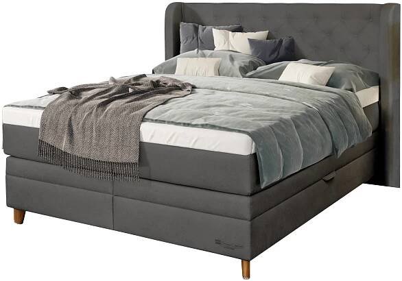 Postel boxspring ELECTRA tmavě šedá, 160x200 cm | Sconto