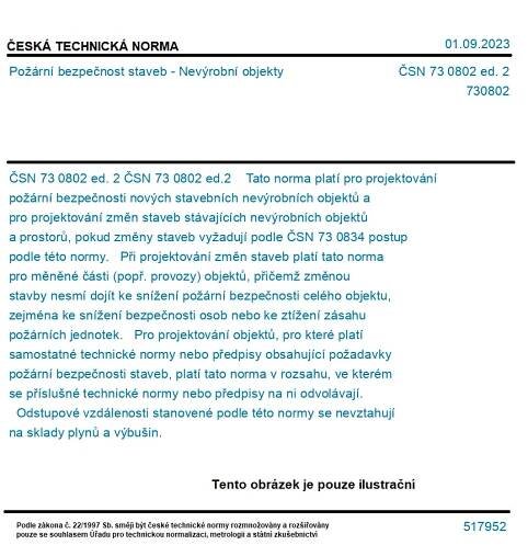 ČSN 73 0802 ed. 2 - Požární bezpečnost staveb - Nevýrobní objekty