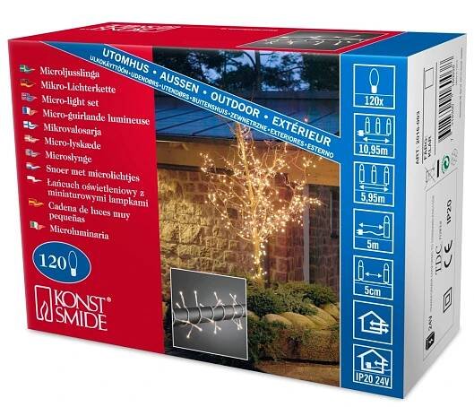Konstsmide Micro světelný řetěz 120 LED teplá bílá, transparentní kabel