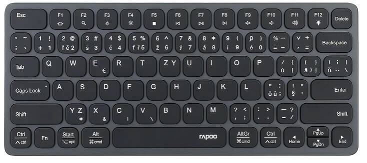 Rapoo UCK-6001 ultra tenká klávesnice s USB-C multiport hubem 8v1