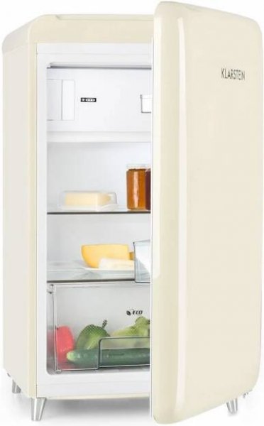 Klarstein Popart Cream, retro lednice, mrazící prostor, 106 l/12 l, energetická třída E, krémová