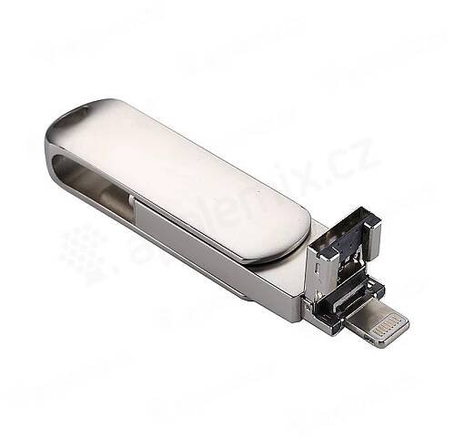 Flash disk 32 GB 3v1 pro Apple iPhone / MacBook a další zařízení - Lightning / USB / USB-C - kovový - stříbrný (12)