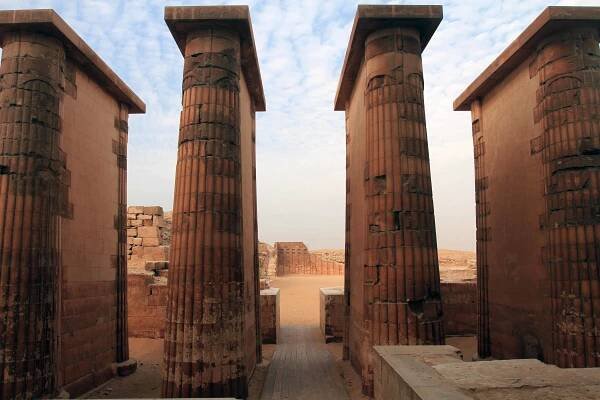 The last of the columns in the colonnade leading to Djoser's step pyramid.