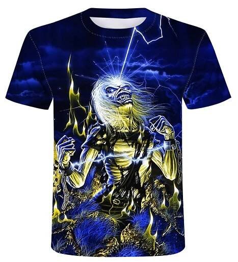 Heavy Metal Skull Man Tričko Punk Festival Rock 3D digitální tisk Košile pro volný čas Oversized Hip Hop Trička s krátkým rukávem O-výstřih