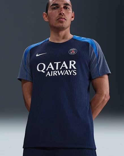 Pánské fotbalové tričko Nike Dri-FIT ADV Paris Saint-Germain Strike Elite s krátkým rukávem - Midnight Navy/Hyper Royal/Bílá
