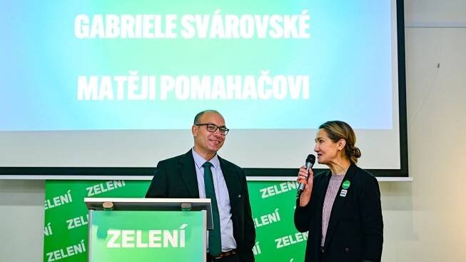 Sjezd Strany zelených, které zvolío nové předsednictvo a spolupředsednickou dvojici, 2. listopadu 2024, Praha. Matěj Pomahač a Gabriela Svárovská.