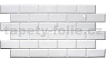 Obkladové panely 3D PVC rozměr 966 x 484 mm obklad bílý s šedou spárou