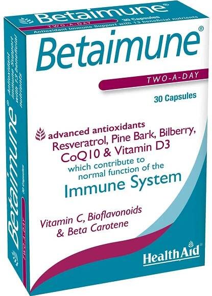 Health Aid Betaimune Συμπλήρωμα Διατροφής Βιταμινών, Μετάλλων & Εκχυλίσματος Βοτάνων με Ισχυρή Αντιοξειδωτική Προστασία για την Υποστήριξη των Κυττάρων του Μηχανισμού του Ανοσοποιητικού Συστήματος 30caps