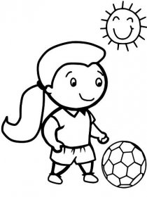 Dívka hrající fotbal omalovánka