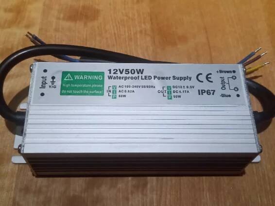 Transformátor pro LED pásky IP67, DC-12V, 50W | plass.cz