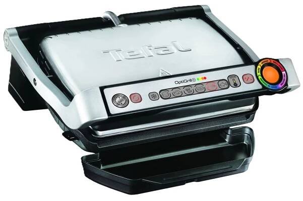 Tefal OptiGrill+ GC712D34 stříbrný / Kontaktní gril / 2000 W / 6 programů / Gril. plocha: 600 cm2