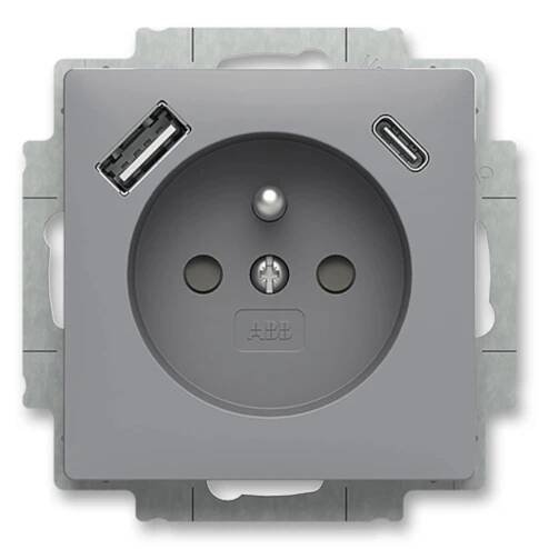 Zásuvka 230 V s USB jednonásobná ABB Zoni šedá ABB