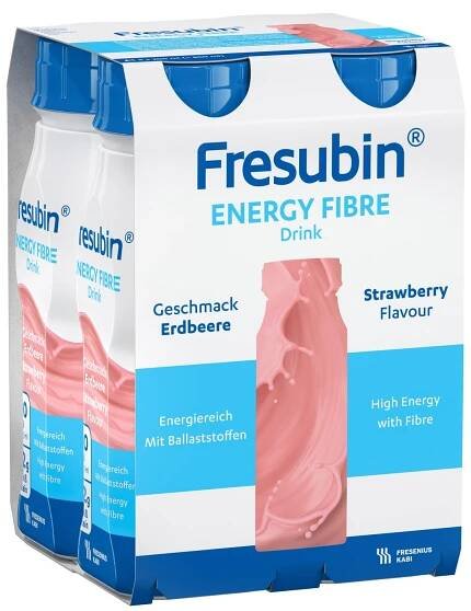 FRESUBIN ENERGY FIBRE DRINK PŘÍCHUŤ JAHODOVÁ perorální roztok 4X200ML
