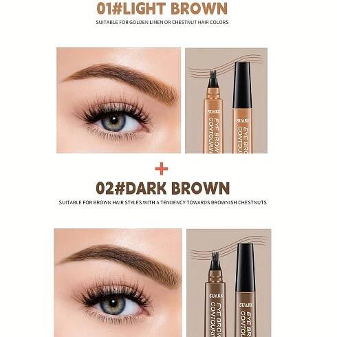 Wasserfester Augenbrauenstift, Microblading-Augenbrauenstift mit 4 geteilten Köpfen, Make-up für natürliche Augenbrauen