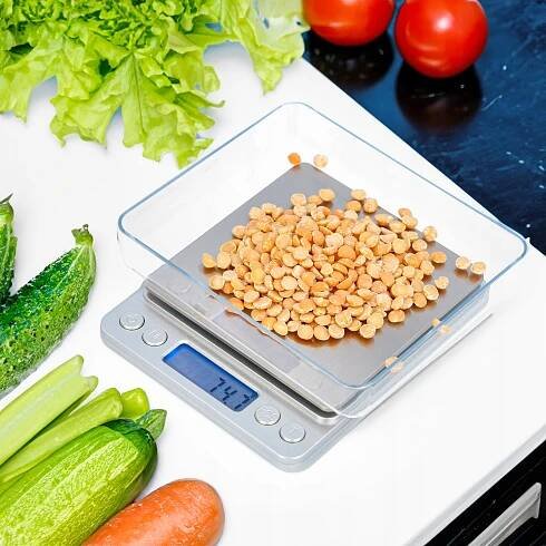 Elektronická kuchynská váha digitálna strieborná presná oceľ 500 g 0,1 g za 5.58EUR - Allegro