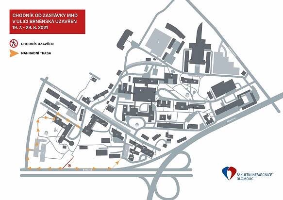 V souvislosti se stavbou parkoviště bude uzavřen chodník vedoucí do areálu FN Olomouc | Fakultní nemocnice Olomouc