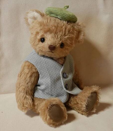 Brown Teddy Bear with Green Hat and Sweater