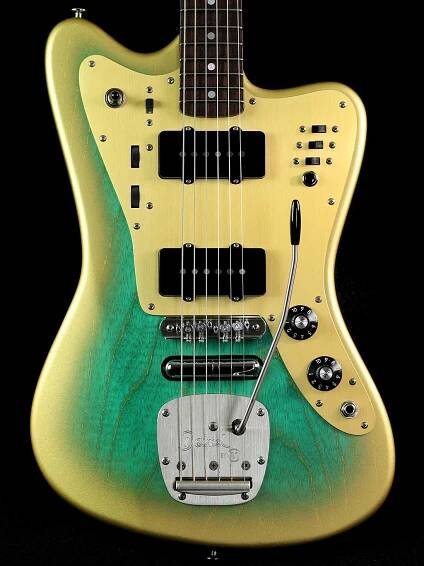 Deimel Firestar »Ocean Gold« w/ pickup behind bridge