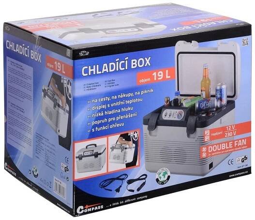 Chladící box do auta COMPASS DOUBLE s LED ukazatelem teploty, objem 19 L, 220V/24V/12V - 07130 - auto-doplnky.com