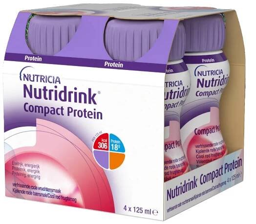NUTRIDRINK Compact protein s příchutí chladivého červeného ovoce 4 x 125 ml