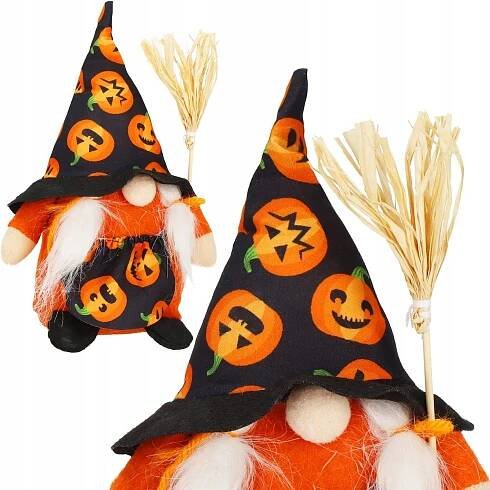 FIGURKA SKŘÍTEK ČARODĚJNICE NA HALLOWEEN 20cm OZDOBA TRPASLÍK DÝNĚ DEKORACE Stav balení originální