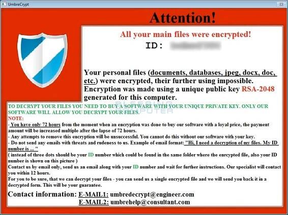 UmbreCrypt Ransomware manually installed via Terminal Services