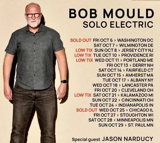 Bob Mould announces an extension of his fall Solo Electric tour of the United States - Bob Mould
