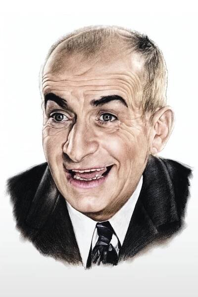 Louis de Funès - reprodukce kresby, kolorovaná