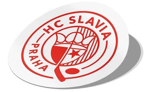 Samolepka kruhové logo bílá 3 cm HC Slavia Praha
