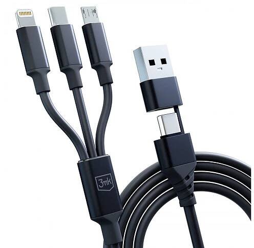 3MK KABEL 3v1 USB-A/C -USB-C/MICRO/LIGHT 3MK HYPER CABLE 3IN Délka vodiče 1 m
