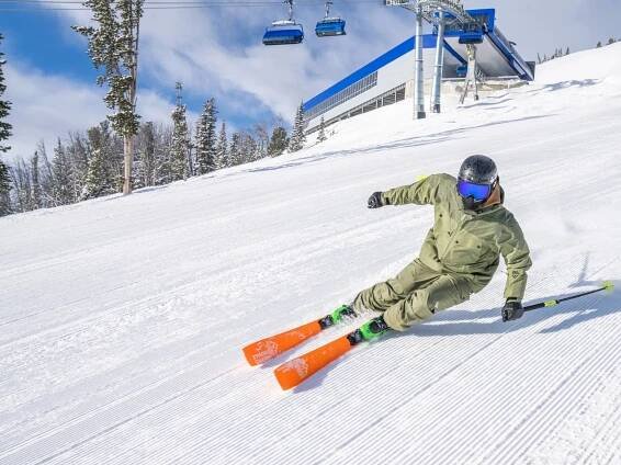 Skier on a groomed run