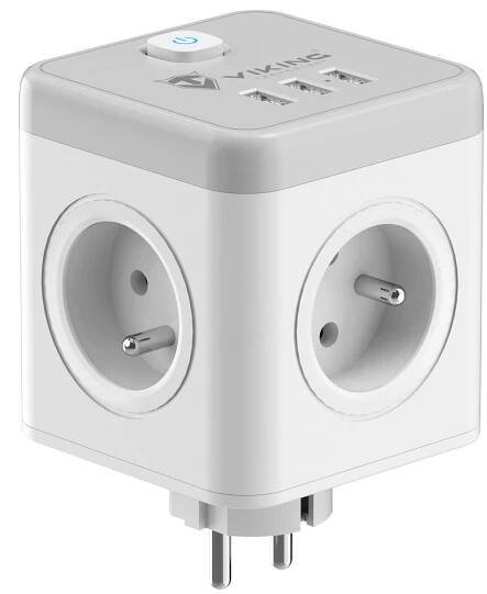 Rozbočovací zásuvka Viking ACT43S, 4× zásuvka 230V, 3× USB (VACT43S) bílá