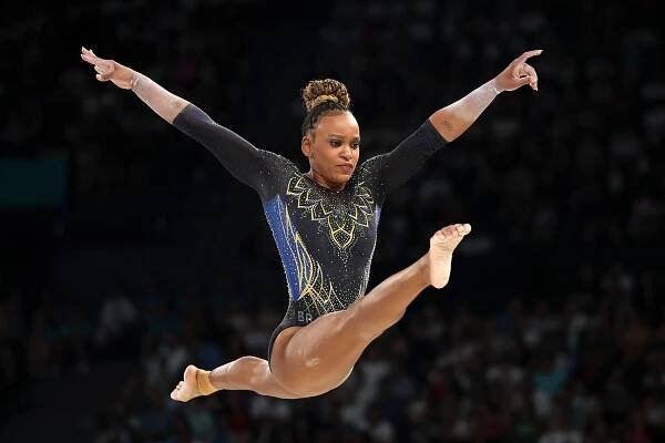 Rebeca Andrade of Team Brazil warms up for the balance beam during the Artistic Gymnastics Women's Qualification on day two of the Olympic Games Paris 2024